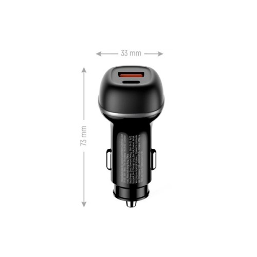 Зарядний пристрій ColorWay USB-C PD45W + USB QC3.0 car adapter (CW-CHA067PD-BK)