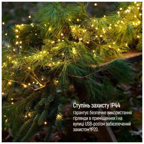 Гірлянда ColorWay Роса LED 100 10 м 8 функцій теплий колір USB (CW-G-100L10NU)