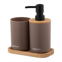 Набір для ванної кімнати Ardesto Minimalism 3 предмети Тауп 360 мл (ARHB3112CB)