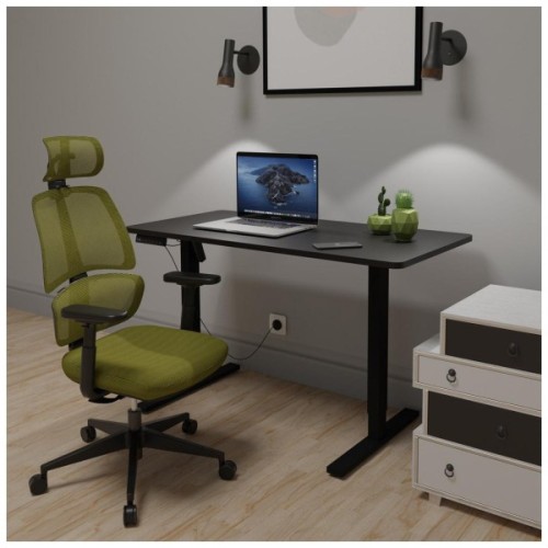 Комплект офісних меблів Mealux PowerDesk Lite Black + Leo Air Plus Green (EVO-201 Lite B/B +Y-546 KZ)