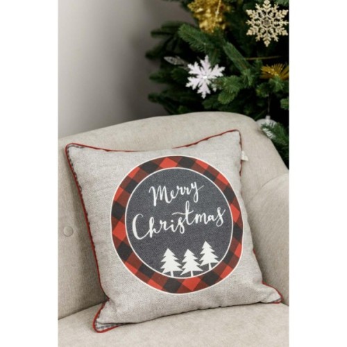 Наволочка Прованс декоративна Меry Cristmas сіра 45х45 (031692)
