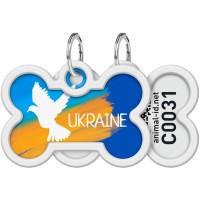 Адресник для тварин WAUDOG Smart ID з QR паспортом "Прапор", кістка 40х28 мм (0640-0229)