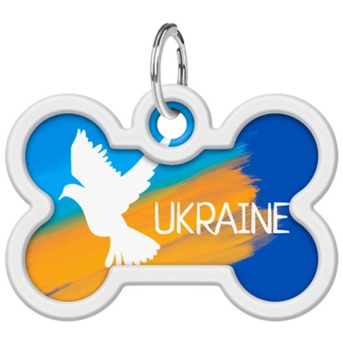 Адресник для тварин WAUDOG Smart ID з QR паспортом "Прапор", кістка 40х28 мм (0640-0229)