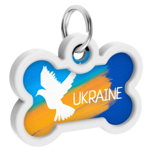 Адресник для тварин WAUDOG Smart ID з QR паспортом "Прапор", кістка 40х28 мм (0640-0229)