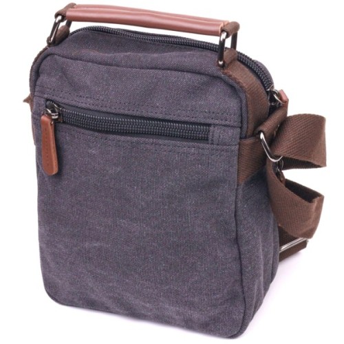 Сумка Vintage Чоловіча з щільного текстилю Чорна (21225)