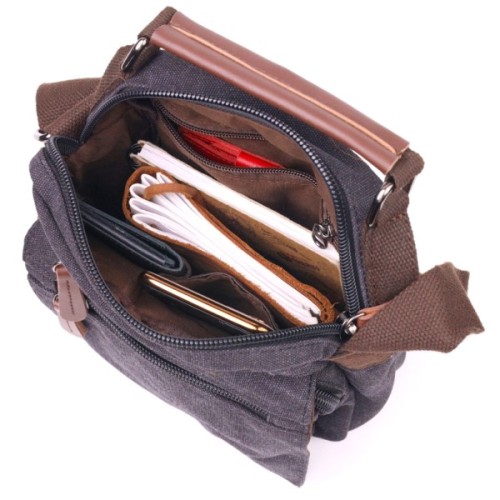 Сумка Vintage Чоловіча з щільного текстилю Чорна (21225)