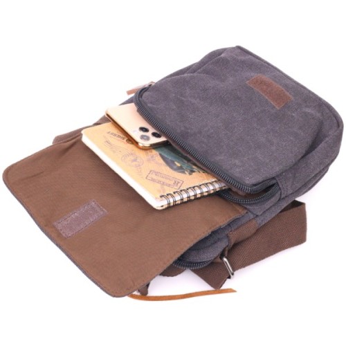 Сумка Vintage Чоловіча з щільного текстилю Чорна (21225)