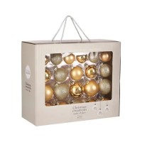Ялинкова іграшка House Of Seasons Скляні кульки 42 шт D7 см D6 см D5 см Золоті (8718861972894)