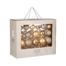 Ялинкова іграшка House Of Seasons Скляні кульки 42 шт D7 см D6 см D5 см Золоті (8718861972894)