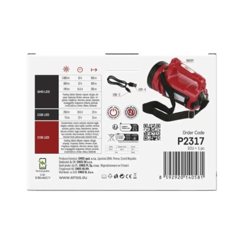 Ліхтар EMOS P2317 LED+ COB LED 1000 лм 15000 мАг (P2317)