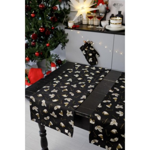 Доріжка на стіл Прованс Шапочки на чорному 40х180 см (036446)