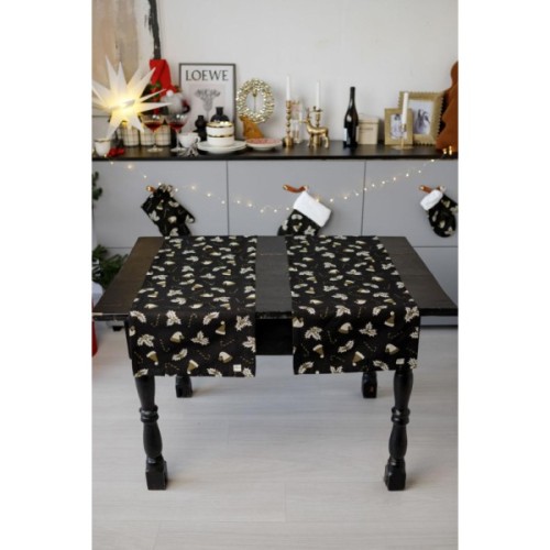 Доріжка на стіл Прованс Шапочки на чорному 40х180 см (036446)
