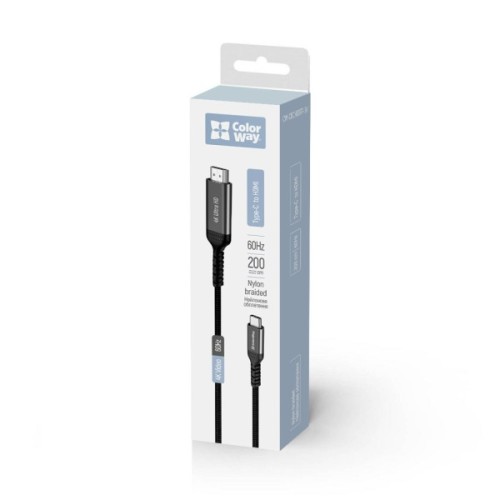 Кабель мультимедійний USB-C to HDMI M 2.0m 4K60Hz black ColorWay (CW-CBCHD077-BK)