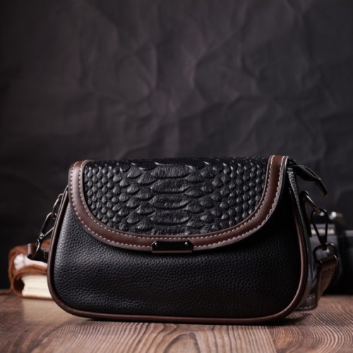 Сумка Vintage З натуральної шкіри Чорна (22374)