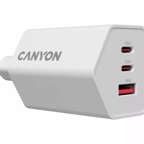Зарядний пристрій Canyon HEXAGON 65 GaN 65W 2xPD 1xQC EU White (CND-CHAHEX65W)
