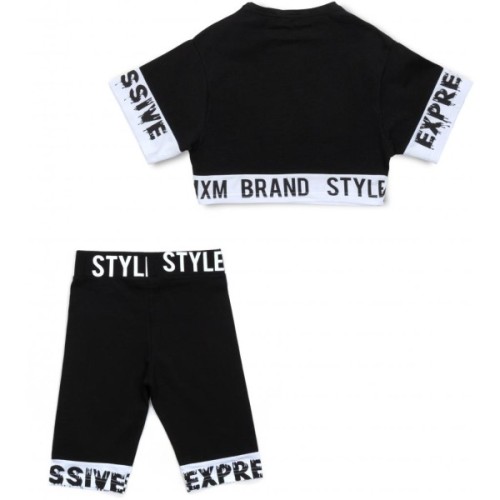 Футболка дитяча A-Yugi з капрі (7015-140G-black)