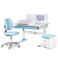 Парта з кріслом ErgoKids (L) Blue + тумба (TH-325 + Y-412 Lite + BD C3_BLUE)