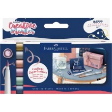 Набір маркерів Faber-Castell тонких металіків для декору Goldfaber Creative Marker Metallic Brush, 6 кольорів, В (пензлик) (33002)