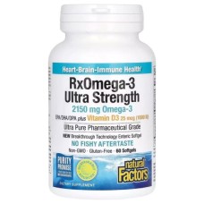 Жирні кислоти Natural Factors Омега-3 ультра та вітамін D3, 2150 мг, RxOmega-3 Ultra Strength with Vitamin D3 (NFS-35489)