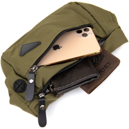 Сумка Vintage Бананка нейлон Зелена (20636)