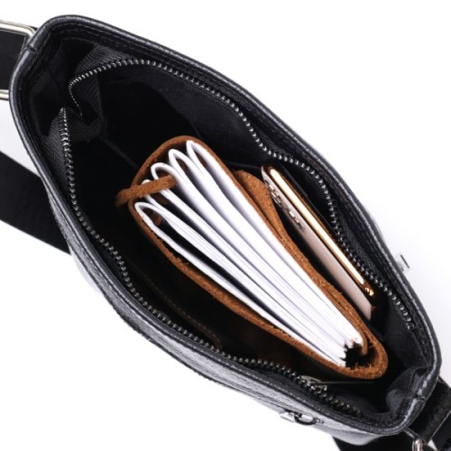 Сумка Shvigel Шкіряна через плече Чорна (11604)