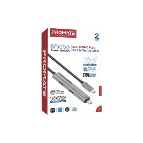 Дата кабель USB-C to USB-C 1.5m Promate (portlink-c3.black)