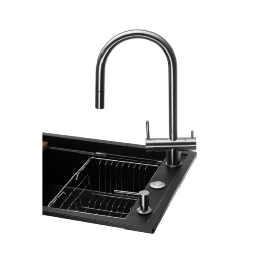 Мийка кухонна GRANADO Royal Estella black (+ подрібнювач Algar 1000 + змішувач Ferrol inox + дозвтор Redondo inox + ко (ksg0301)