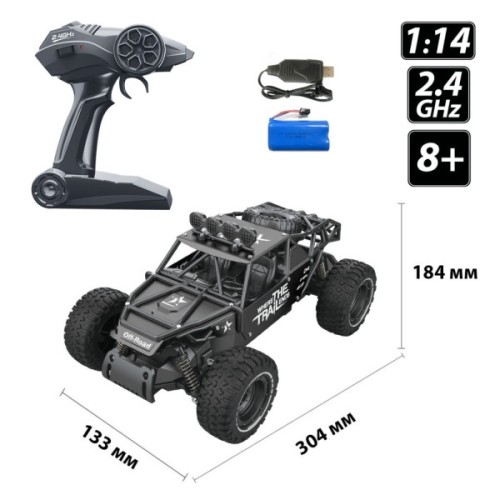 Радіокерована іграшка Sulong Toys OFF-ROAD CRAWLER – RACE (матовий чорний, метал. корпус, аккум.6V, 1:14) (SL-309RHMBl)