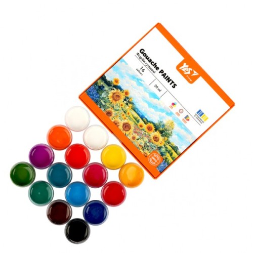 Гуашеві фарби Yes Orange Line 16 кольорів по 20 мл (230433)