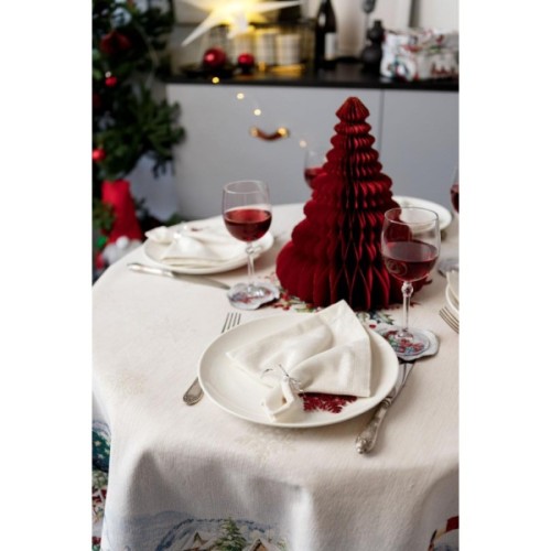 Скатертина Прованс гобеленова з велюром Снігова зима Dx180 см (037482)