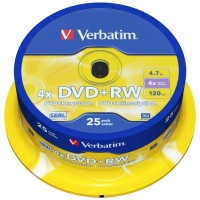 Диск DVD Verbatim 4.7Gb 4x CakeBox 25 шт silver (43489)