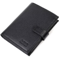 Портмоне Bond Accessories З натуральної зернистої шкіри Чорне (22055)