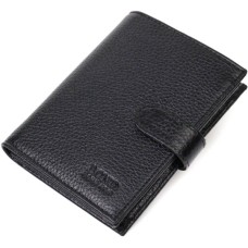 Портмоне Bond Accessories З натуральної зернистої шкіри Чорне (22055)