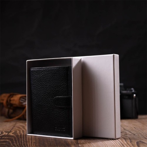 Портмоне Bond Accessories З натуральної зернистої шкіри Чорне (22055)