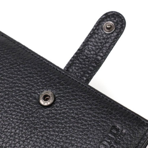 Портмоне Bond Accessories З натуральної зернистої шкіри Чорне (22055)