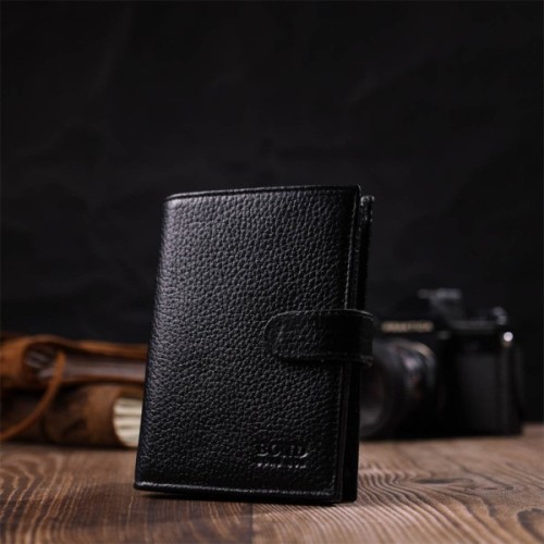 Портмоне Bond Accessories З натуральної зернистої шкіри Чорне (22055)