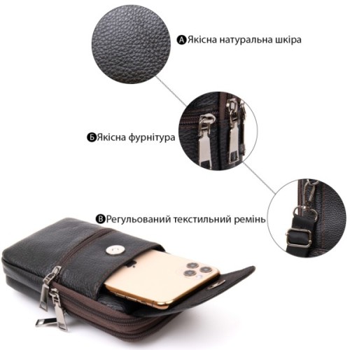 Сумка Vintage Унісекс на пояс на два відділення Коричнева (20427)