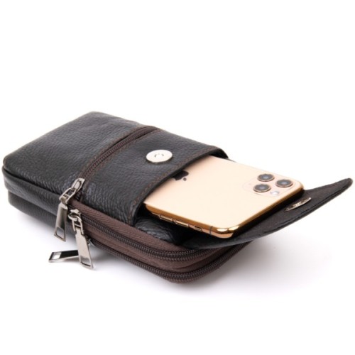 Сумка Vintage Унісекс на пояс на два відділення Коричнева (20427)