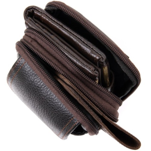 Сумка Vintage Унісекс на пояс на два відділення Коричнева (20427)