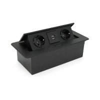 Розетка Voltronic J29L, дві розетки + 2*USB, напольна, висувна (20011)