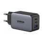 Зарядний пристрій Ugreen 2xUSB-C + 1xUSB 65W GaN gray (10335)