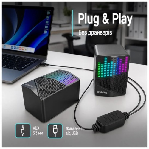 Акустична система ColorWay SoundWave 2.0 RGB USB Black (CW-SPU06BK)