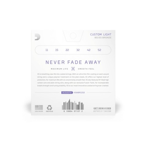 Струни для гітари D'Addario XS 80/20 Bronze Custom Light (11-52) (XSABR1152)