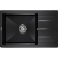 Мийка кухонна GRANADO NAVIA black shine з сифоном (775*495mm.) (gr3801)