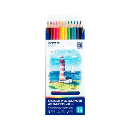 Олівці кольорові Kite Classic акварельні, 12 кольорів (K-1049)