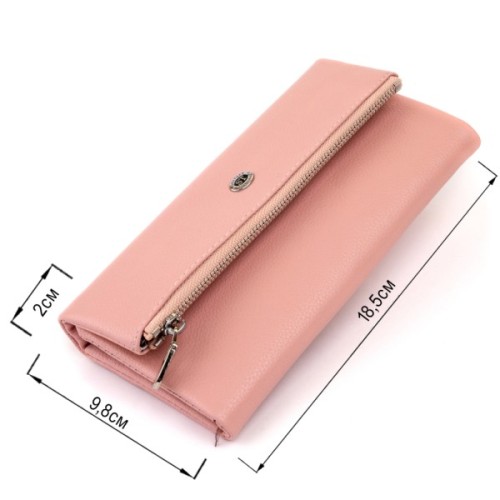 Гаманець ST Leather З кишенею для мобільного Шкіряний Рожевий (19271)