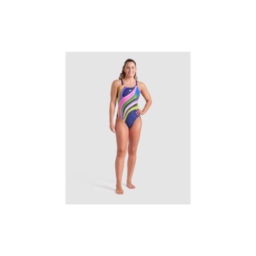 Купальник Arena Water Fluids Swimsuit Swim Pro 008837-570 Темно-синій/Рожевий/Салатовий 40 (3468337533290)