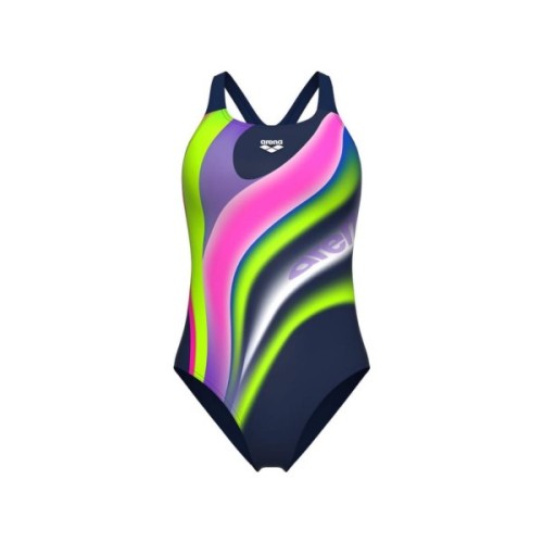 Купальник Arena Water Fluids Swimsuit Swim Pro 008837-570 Темно-синій/Рожевий/Салатовий 40 (3468337533290)