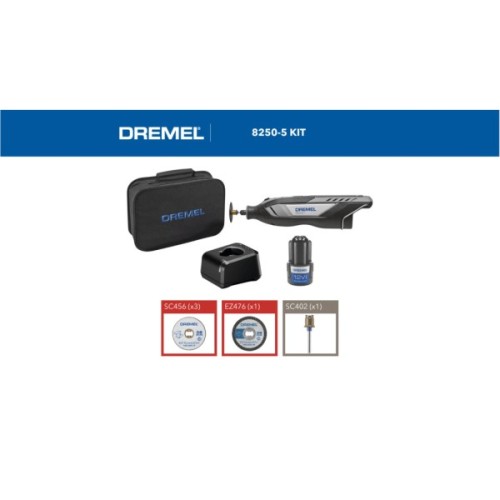 Гравер Dremel 8250-5 12V, 1х2Ah, 5000-30000об/хв, ЗП, 0.59кг (F.013.825.0JA)