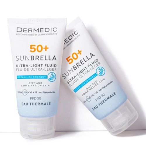 Засіб від засмаги Dermedic Sunbrella Ультралегкий захисний флюїд SPF 50+ Для жирної та комбінованої шкіри 40 мл (5901643177560)